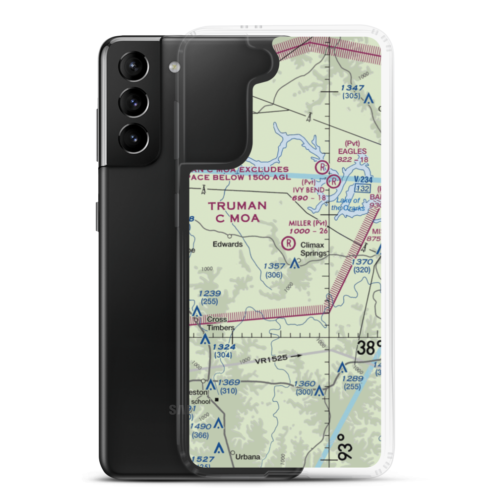 Miller Airport (MO99) VFR Sectional Samsung Case Samsung Galaxy S21 Plus model shown