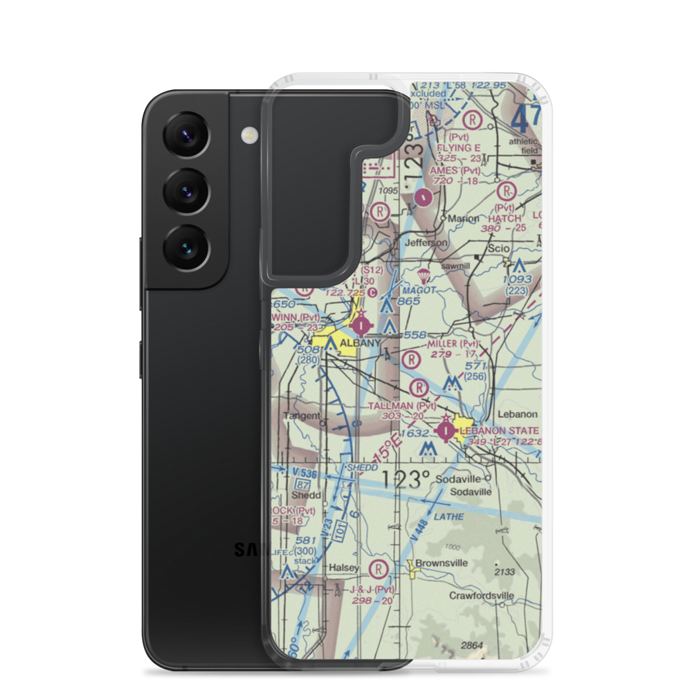 Miller Airstrip (OR21) VFR Sectional Samsung Case Samsung Galaxy S22 model shown
