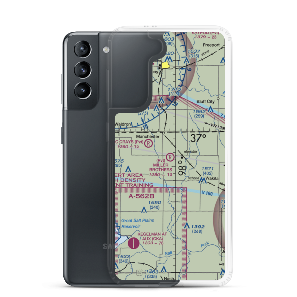 Miller Brothers Airport (OK47) VFR Sectional Samsung Case Samsung Galaxy S21 model shown