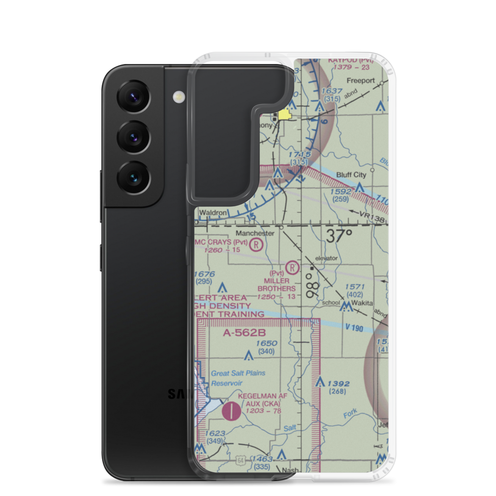Miller Brothers Airport (OK47) VFR Sectional Samsung Case Samsung Galaxy S22 model shown