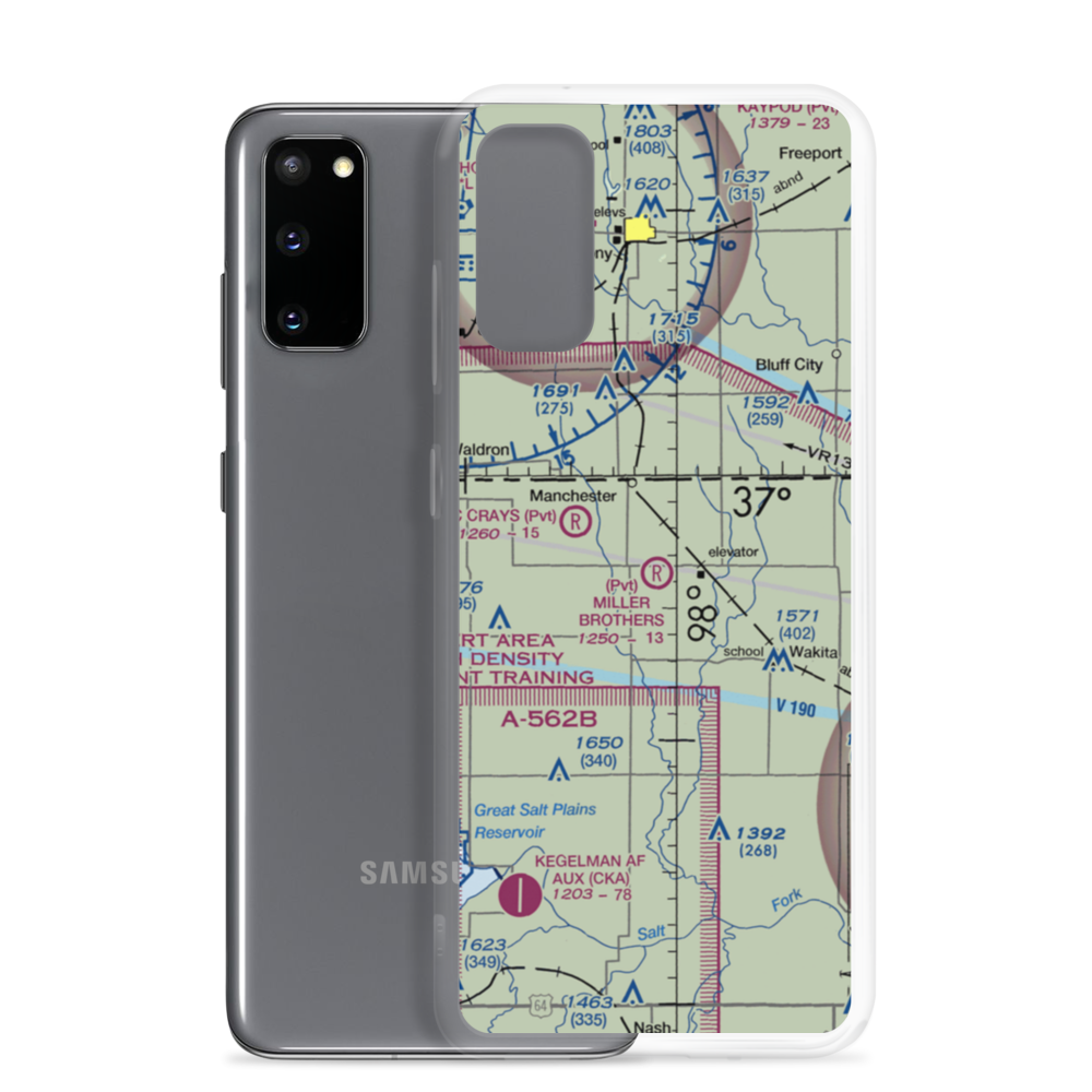 Miller Brothers Airport (OK47) VFR Sectional Samsung Case Samsung Galaxy S20 model shown