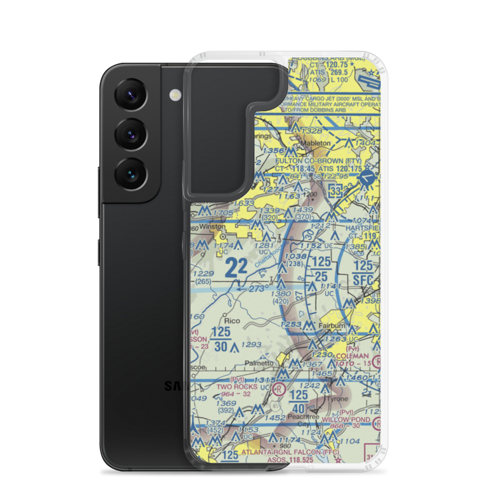 Miller Farm Airport (25GA) VFR Sectional Samsung Case Samsung Galaxy S22 model shown