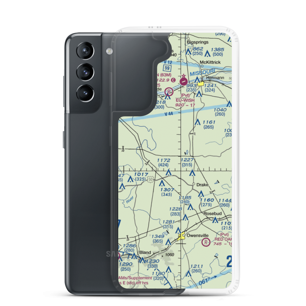 Miller Farm Airport (MU21) VFR Sectional Samsung Case Samsung Galaxy S21 model shown