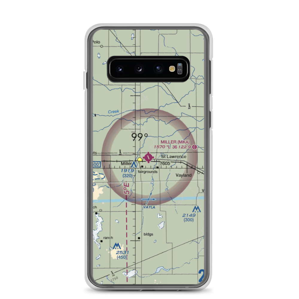 Miller Municipal Airport (MKA) VFR Sectional Samsung Case Samsung Galaxy S10 model shown