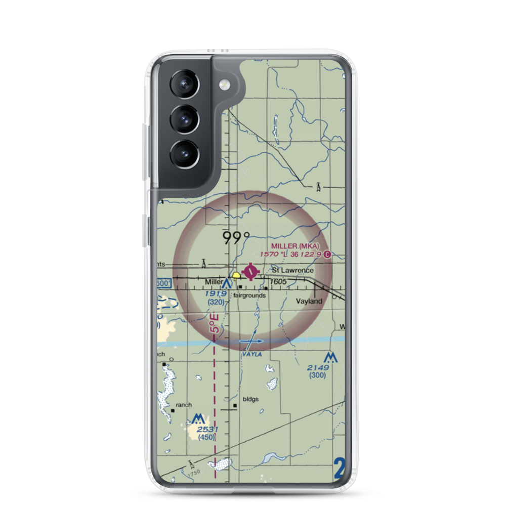Miller Municipal Airport (MKA) VFR Sectional Samsung Case Samsung Galaxy S21 model shown