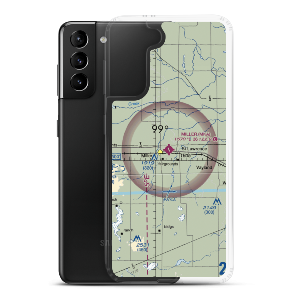 Miller Municipal Airport (MKA) VFR Sectional Samsung Case Samsung Galaxy S21 Plus model shown