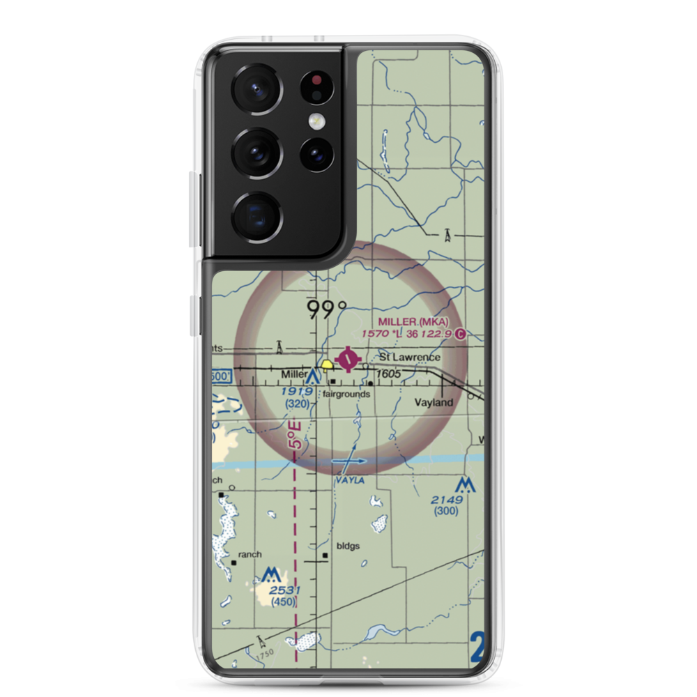 Miller Municipal Airport (MKA) VFR Sectional Samsung Case Samsung Galaxy S21 Ultra model shown