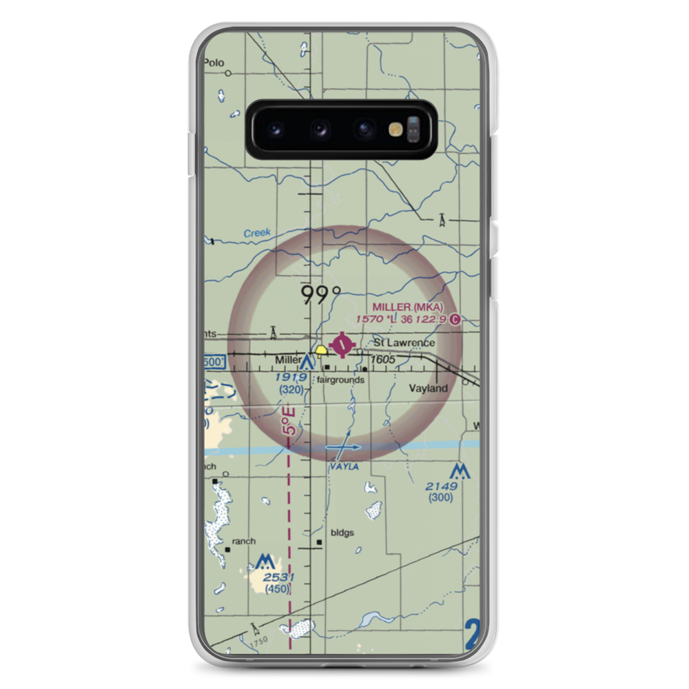 Miller Municipal Airport (MKA) VFR Sectional Samsung Case Samsung Galaxy S10+ model shown