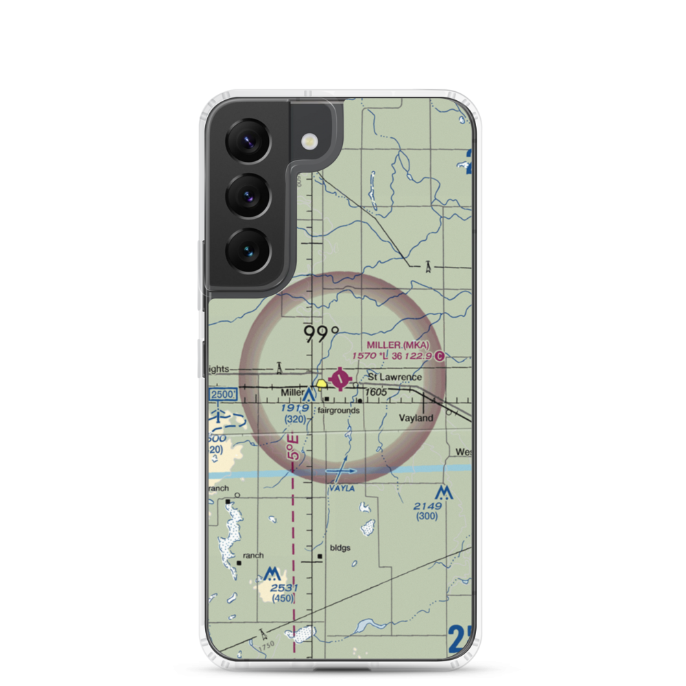 Miller Municipal Airport (MKA) VFR Sectional Samsung Case Samsung Galaxy S22 model shown