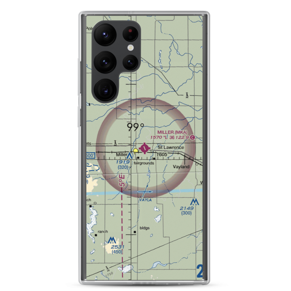 Miller Municipal Airport (MKA) VFR Sectional Samsung Case Samsung Galaxy S22 Ultra model shown