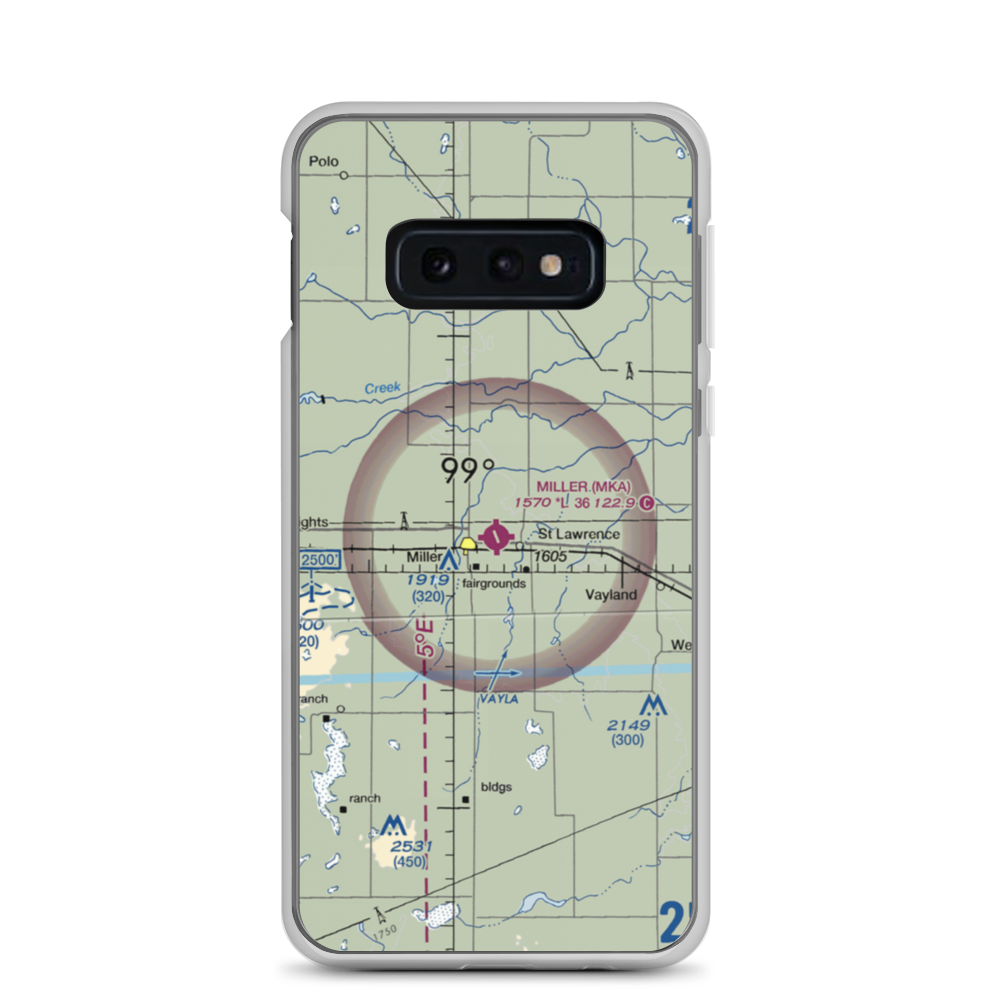 Miller Municipal Airport (MKA) VFR Sectional Samsung Case Samsung Galaxy S10e model shown
