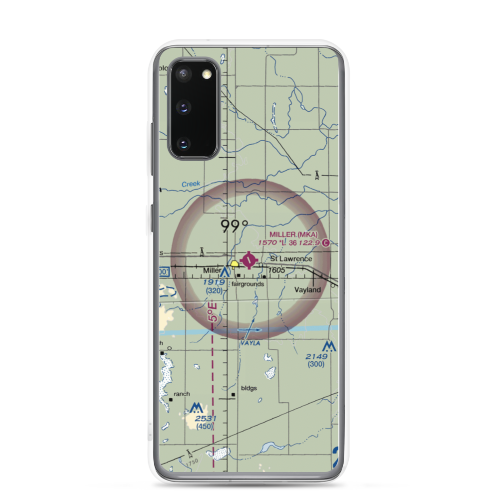 Miller Municipal Airport (MKA) VFR Sectional Samsung Case Samsung Galaxy S20 model shown