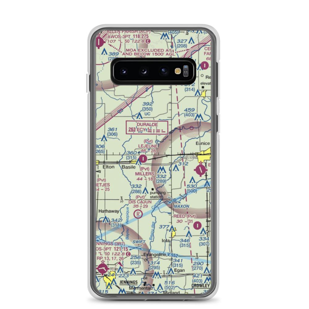Millers Flying Service Airport (LA01) VFR Sectional Samsung Case Samsung Galaxy S10 model shown