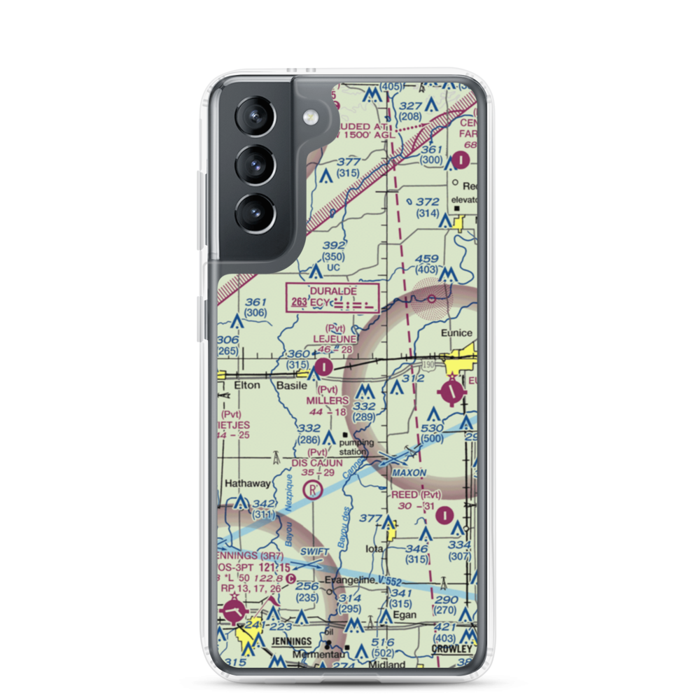 Millers Flying Service Airport (LA01) VFR Sectional Samsung Case Samsung Galaxy S21 model shown