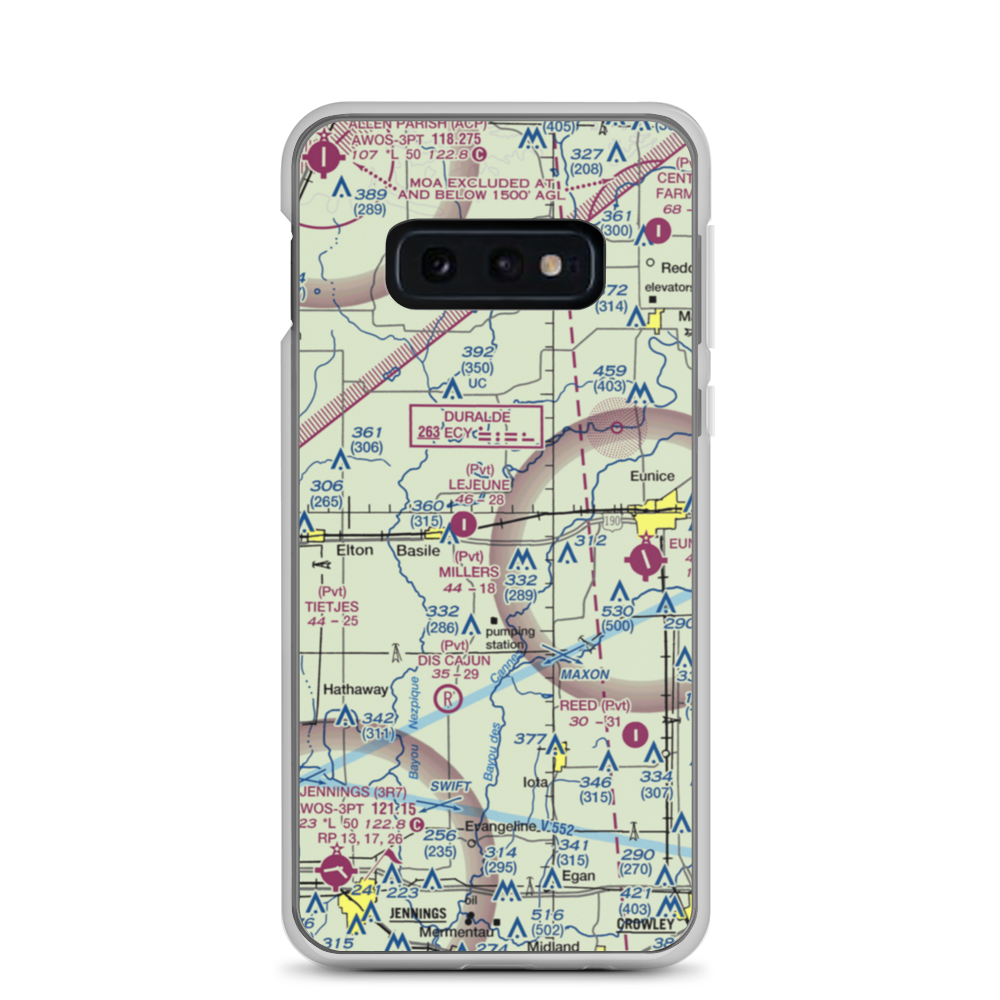 Millers Flying Service Airport (LA01) VFR Sectional Samsung Case Samsung Galaxy S10e model shown