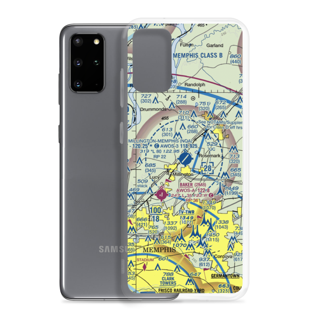 Millington-Memphis Airport (NQA) VFR Sectional Samsung Case Samsung Galaxy S20 Plus model shown