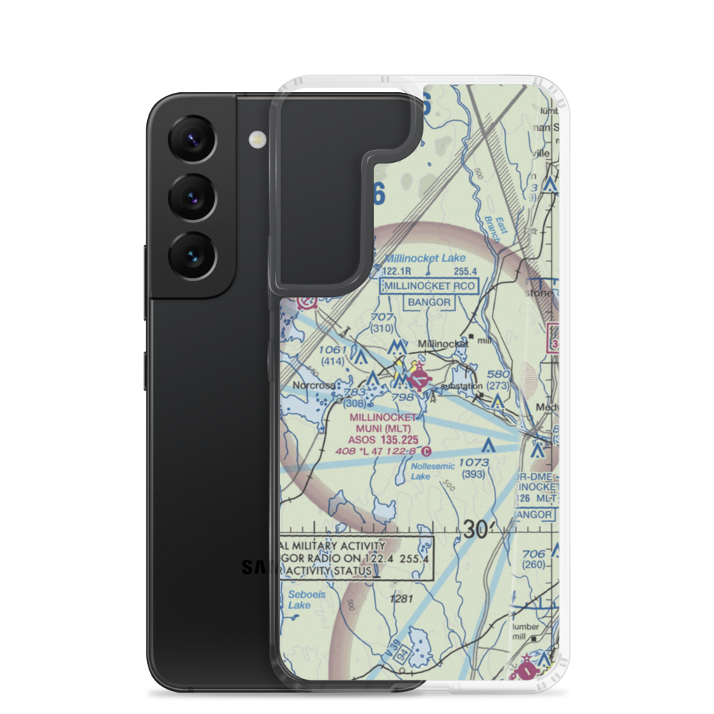 Millinocket Municipal Airport (MLT) VFR Sectional Samsung Case Samsung Galaxy S22 model shown