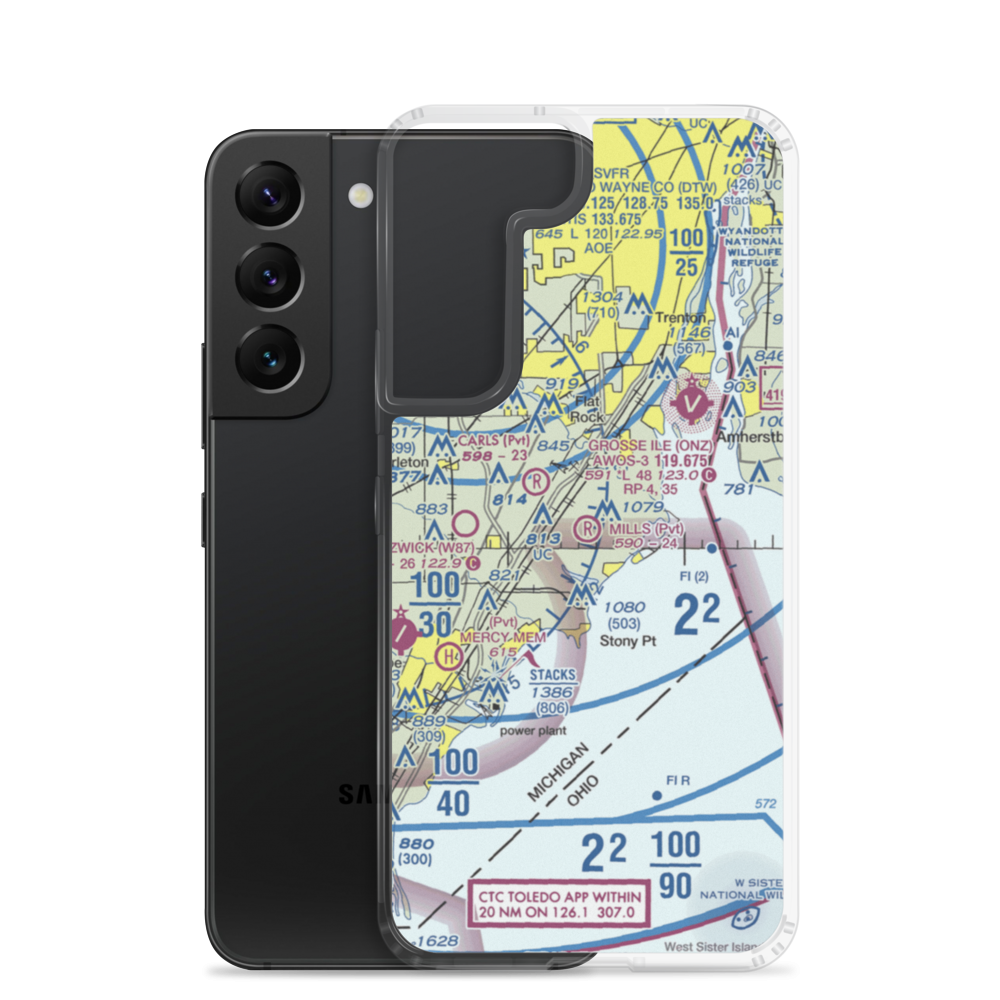 Mills Field (MI53) VFR Sectional Samsung Case Samsung Galaxy S22 model shown