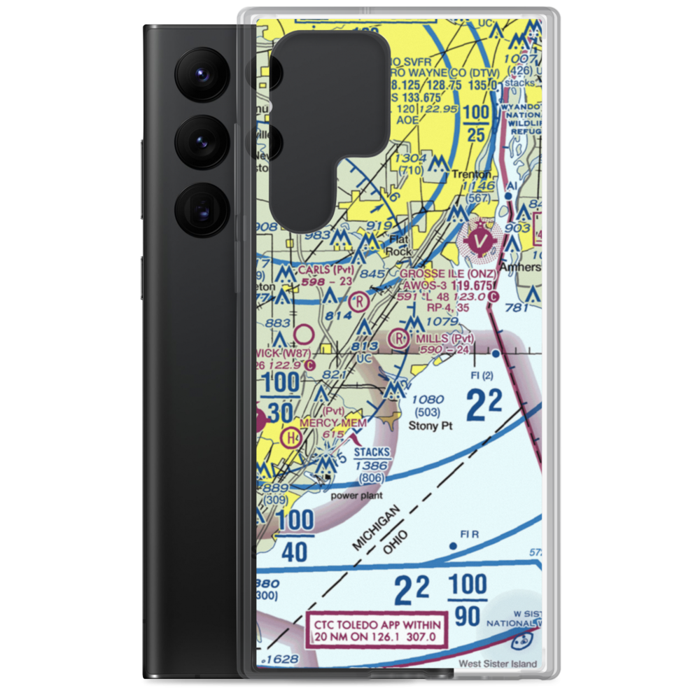 Mills Field (MI53) VFR Sectional Samsung Case Samsung Galaxy S22 Ultra model shown