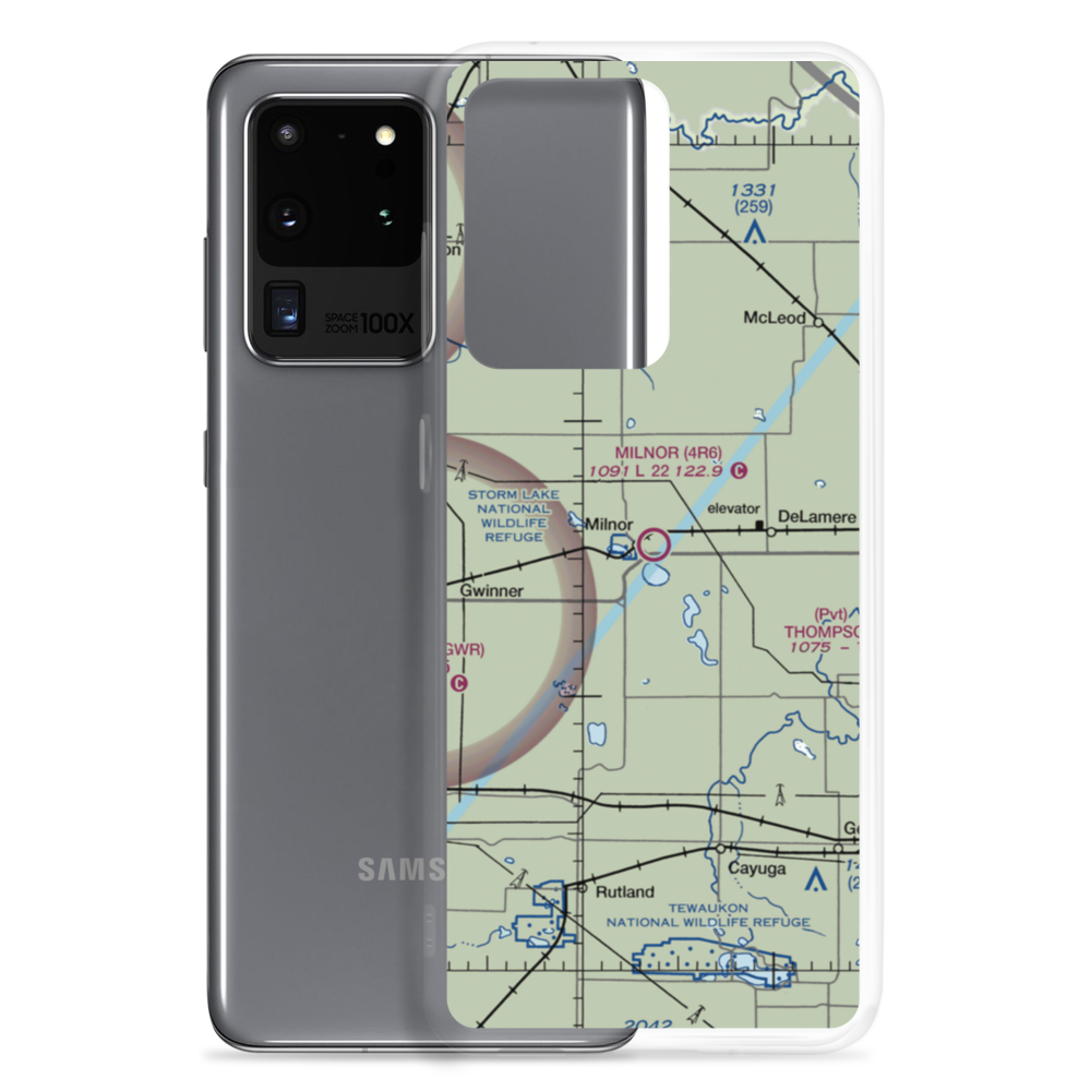 Milnor Municipal Airport (4R6) VFR Sectional Samsung Case Samsung Galaxy S20 Ultra model shown