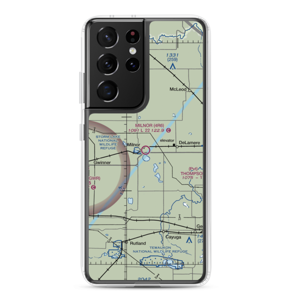 Milnor Municipal Airport (4R6) VFR Sectional Samsung Case Samsung Galaxy S21 Ultra model shown
