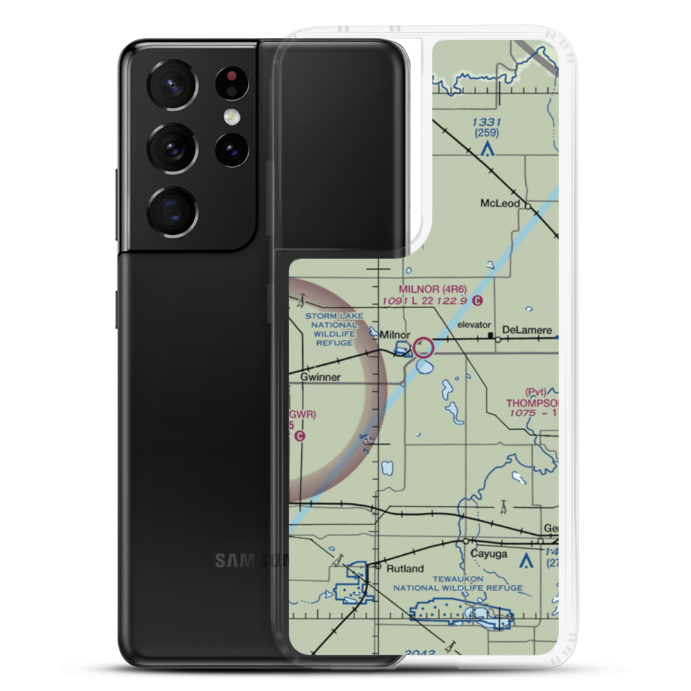 Milnor Municipal Airport (4R6) VFR Sectional Samsung Case Samsung Galaxy S21 Ultra model shown