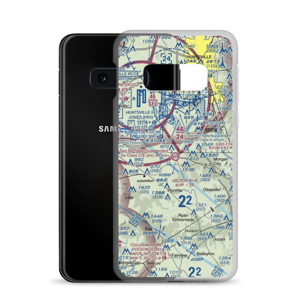 Milton Airport (4AL8) VFR Sectional Samsung Case Samsung Galaxy S10e model shown