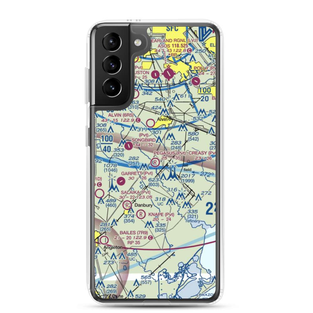 Minard Pegasus Airport (TE09) VFR Sectional Samsung Case Samsung Galaxy S21 Plus model shown