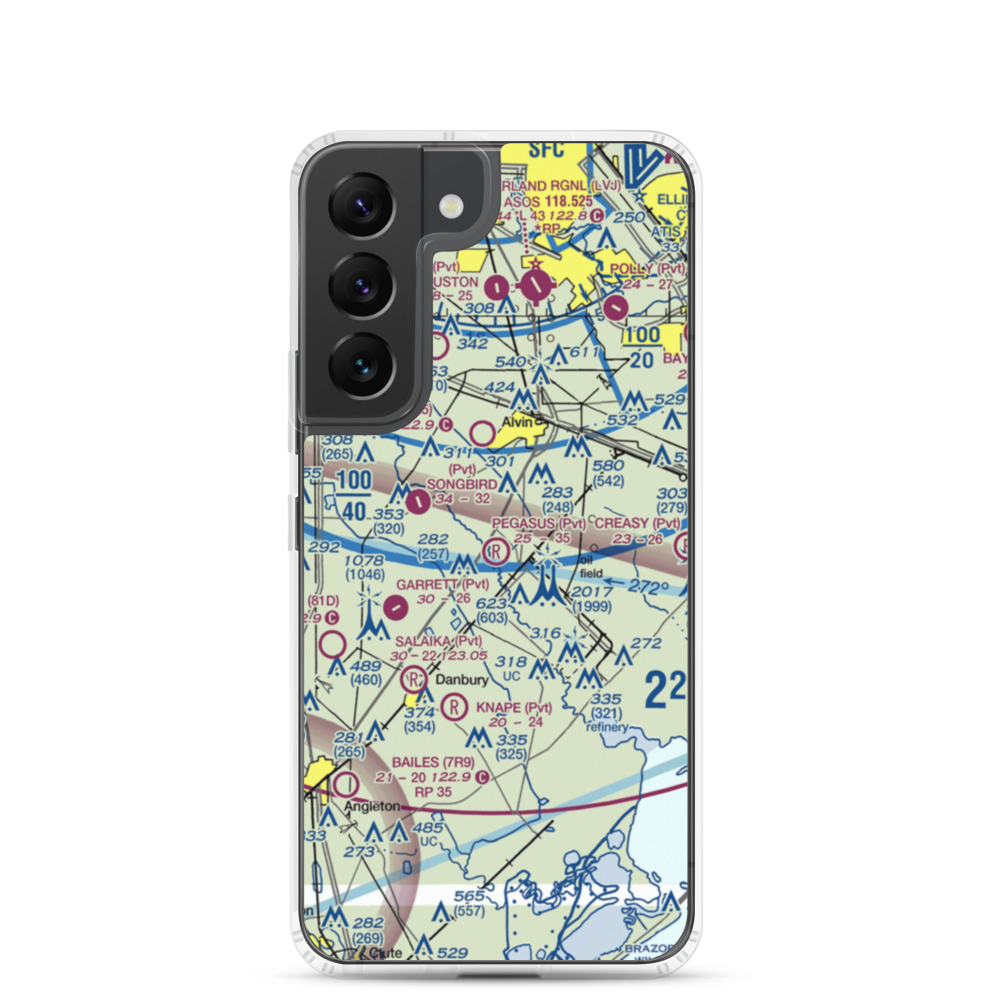 Minard Pegasus Airport (TE09) VFR Sectional Samsung Case Samsung Galaxy S22 model shown