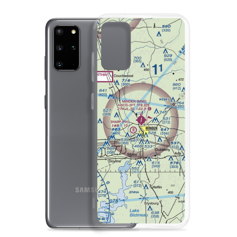 Minden Airport (MNE) VFR Sectional Samsung Case Samsung Galaxy S20 Plus model shown