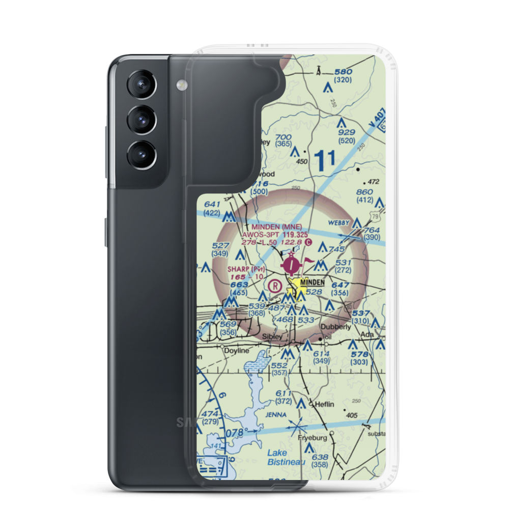 Minden Airport (MNE) VFR Sectional Samsung Case Samsung Galaxy S21 model shown