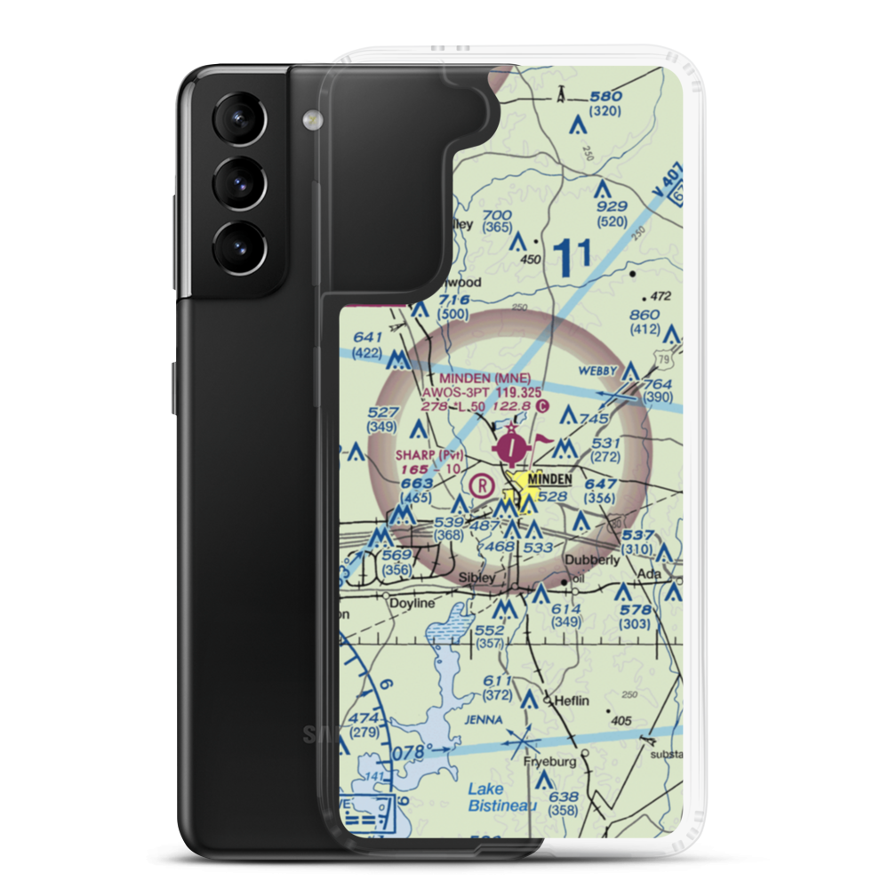 Minden Airport (MNE) VFR Sectional Samsung Case Samsung Galaxy S21 Plus model shown