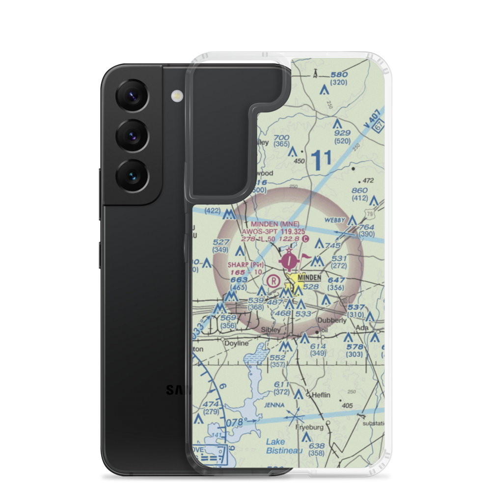 Minden Airport (MNE) VFR Sectional Samsung Case Samsung Galaxy S22 model shown