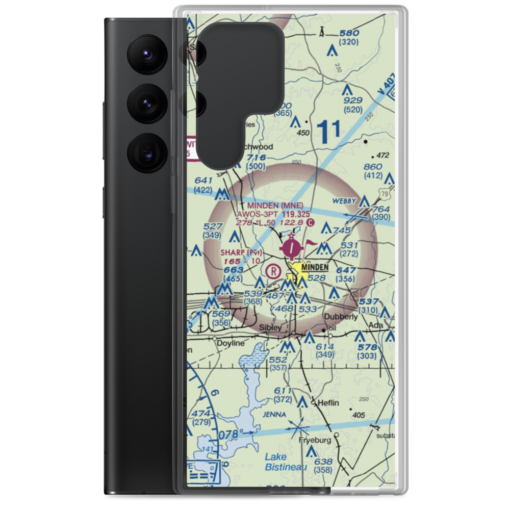 Minden Airport (MNE) VFR Sectional Samsung Case Samsung Galaxy S22 Ultra model shown