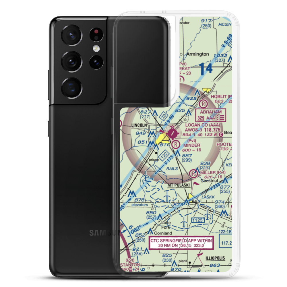 Minder Airport (37IL) VFR Sectional Samsung Case Samsung Galaxy S21 Ultra model shown