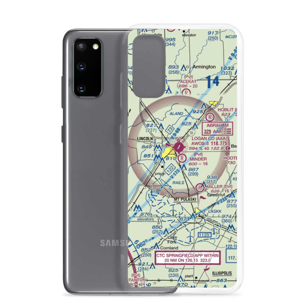 Minder Airport (37IL) VFR Sectional Samsung Case Samsung Galaxy S20 model shown
