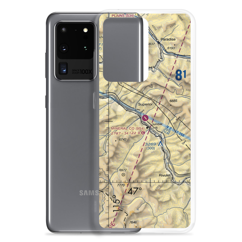 Mineral County Airport (9S4) VFR Sectional Samsung Case Samsung Galaxy S20 Ultra model shown