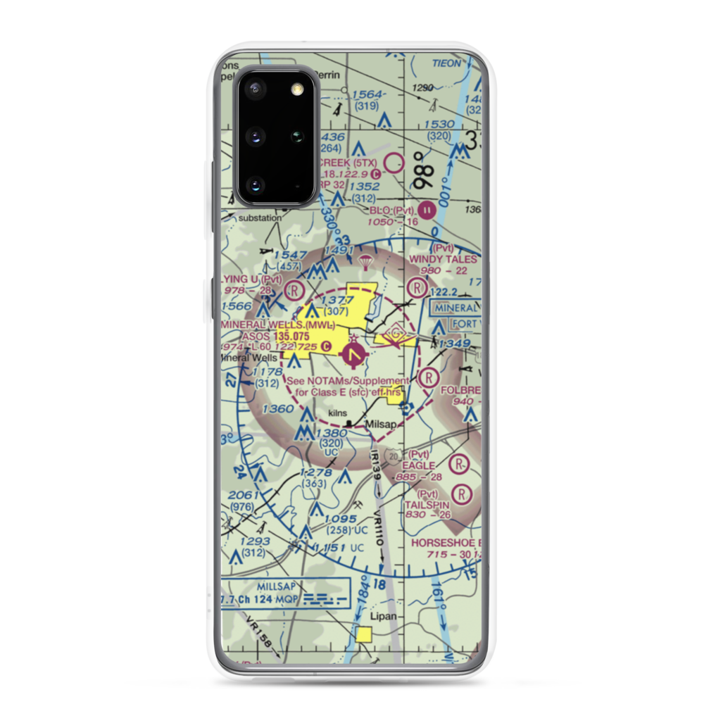 Mineral Wells Airport (MWL) VFR Sectional Samsung Case Samsung Galaxy S20 Plus model shown