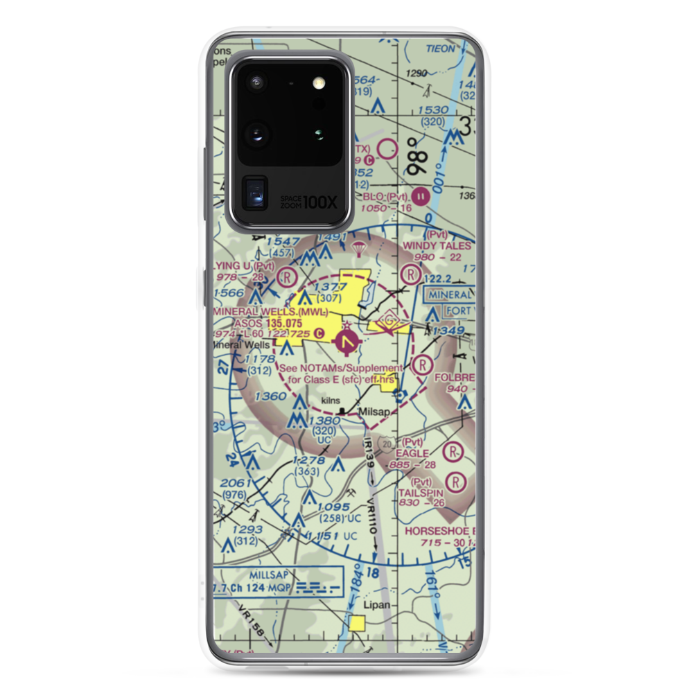 Mineral Wells Airport (MWL) VFR Sectional Samsung Case Samsung Galaxy S20 Ultra model shown