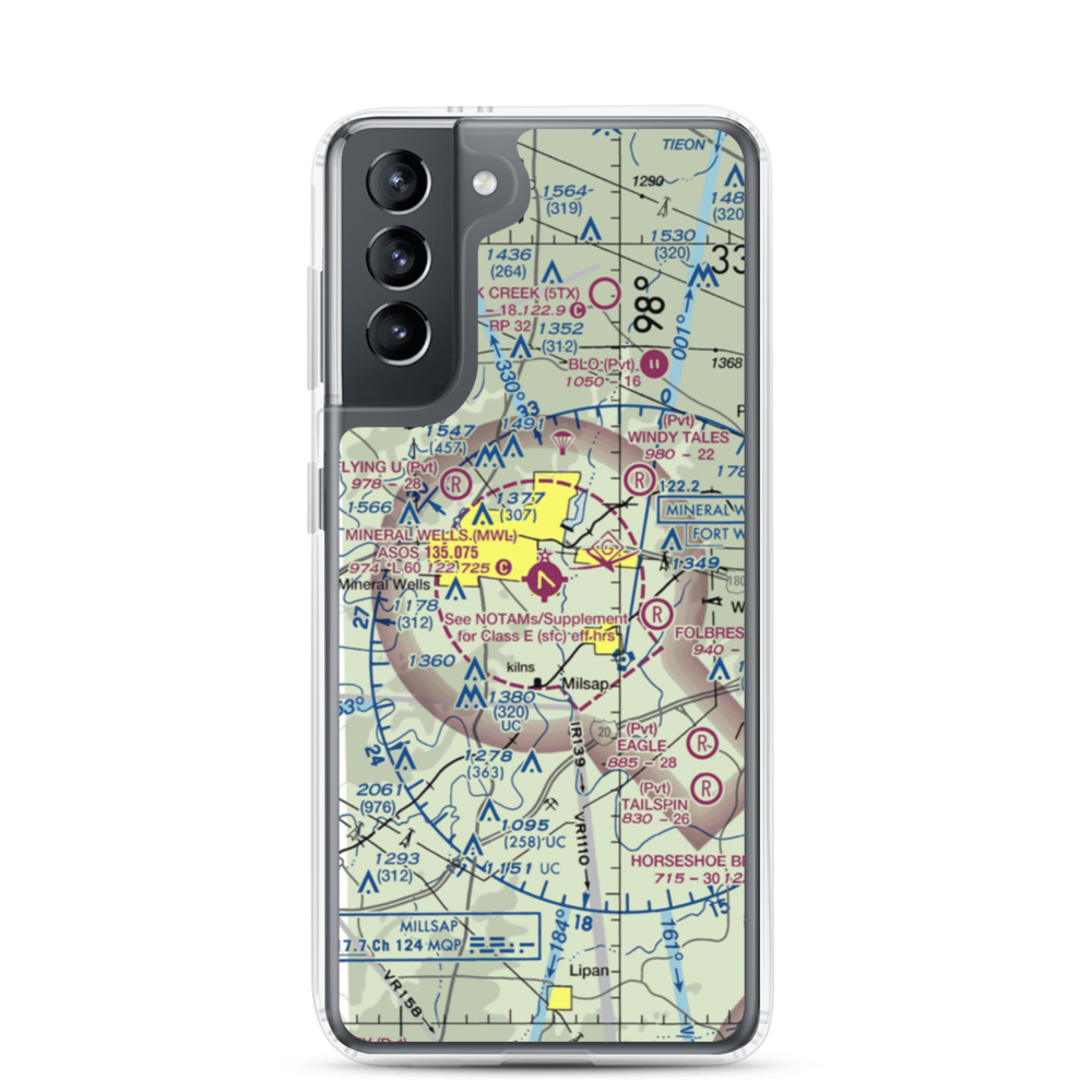 Mineral Wells Airport (MWL) VFR Sectional Samsung Case Samsung Galaxy S21 model shown