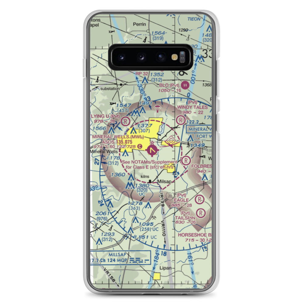 Mineral Wells Airport (MWL) VFR Sectional Samsung Case Samsung Galaxy S10+ model shown