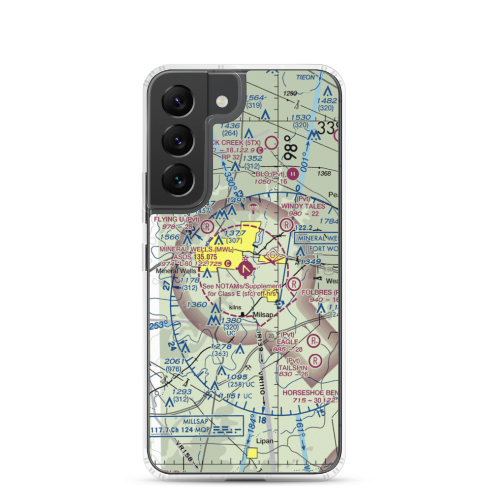 Mineral Wells Airport (MWL) VFR Sectional Samsung Case Samsung Galaxy S22 model shown