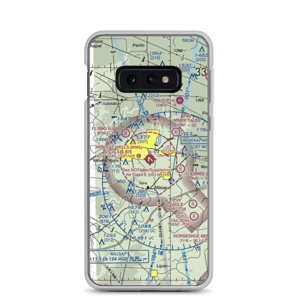 Mineral Wells Airport (MWL) VFR Sectional Samsung Case Samsung Galaxy S10e model shown