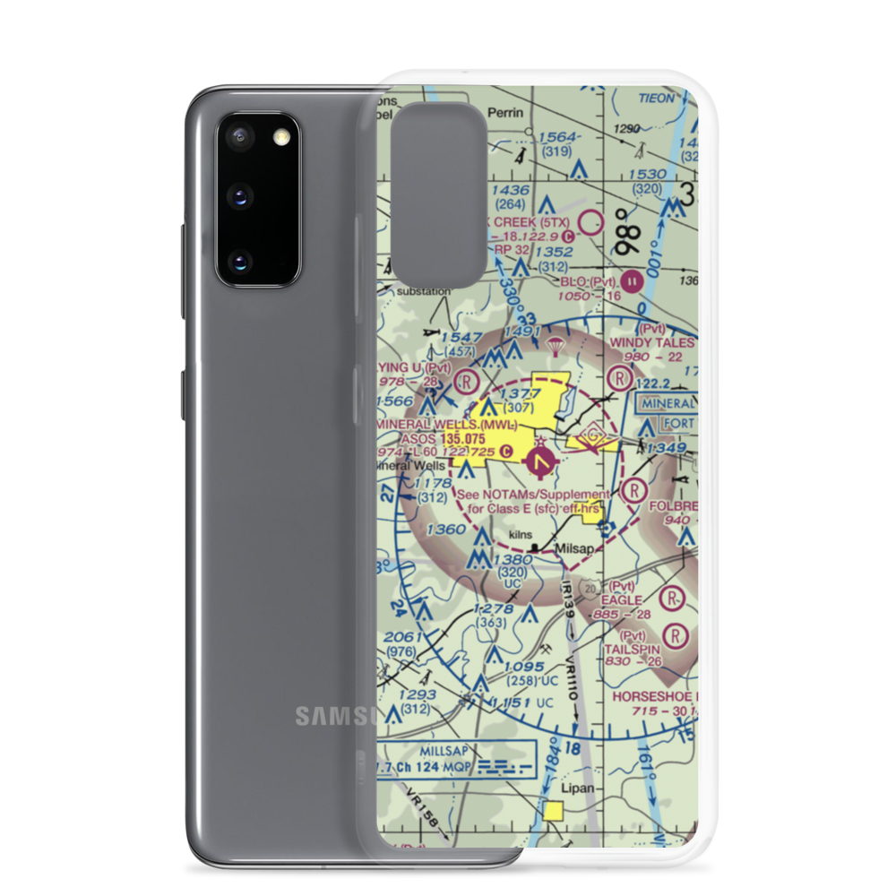 Mineral Wells Airport (MWL) VFR Sectional Samsung Case Samsung Galaxy S20 model shown