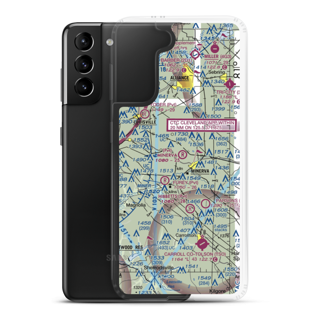 Minerva Airport (OH15) VFR Sectional Samsung Case Samsung Galaxy S21 Plus model shown
