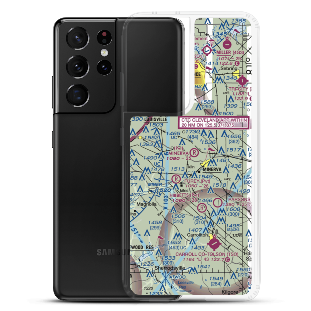 Minerva Airport (OH15) VFR Sectional Samsung Case Samsung Galaxy S21 Ultra model shown