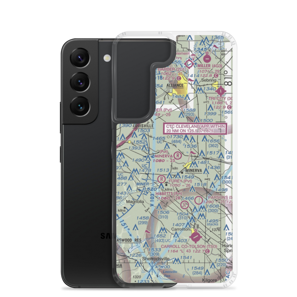 Minerva Airport (OH15) VFR Sectional Samsung Case Samsung Galaxy S22 model shown