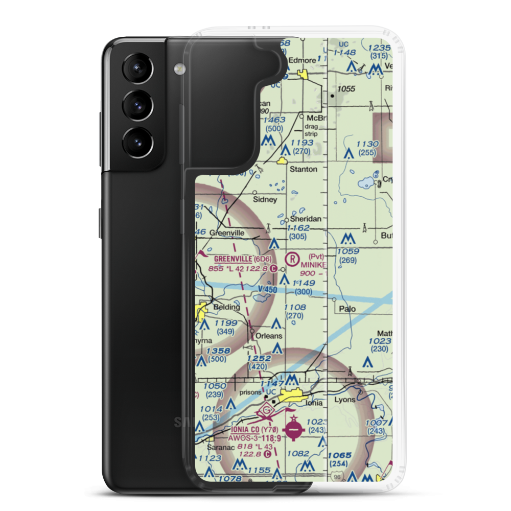 Minikey Airport (MI13) VFR Sectional Samsung Case Samsung Galaxy S21 Plus model shown