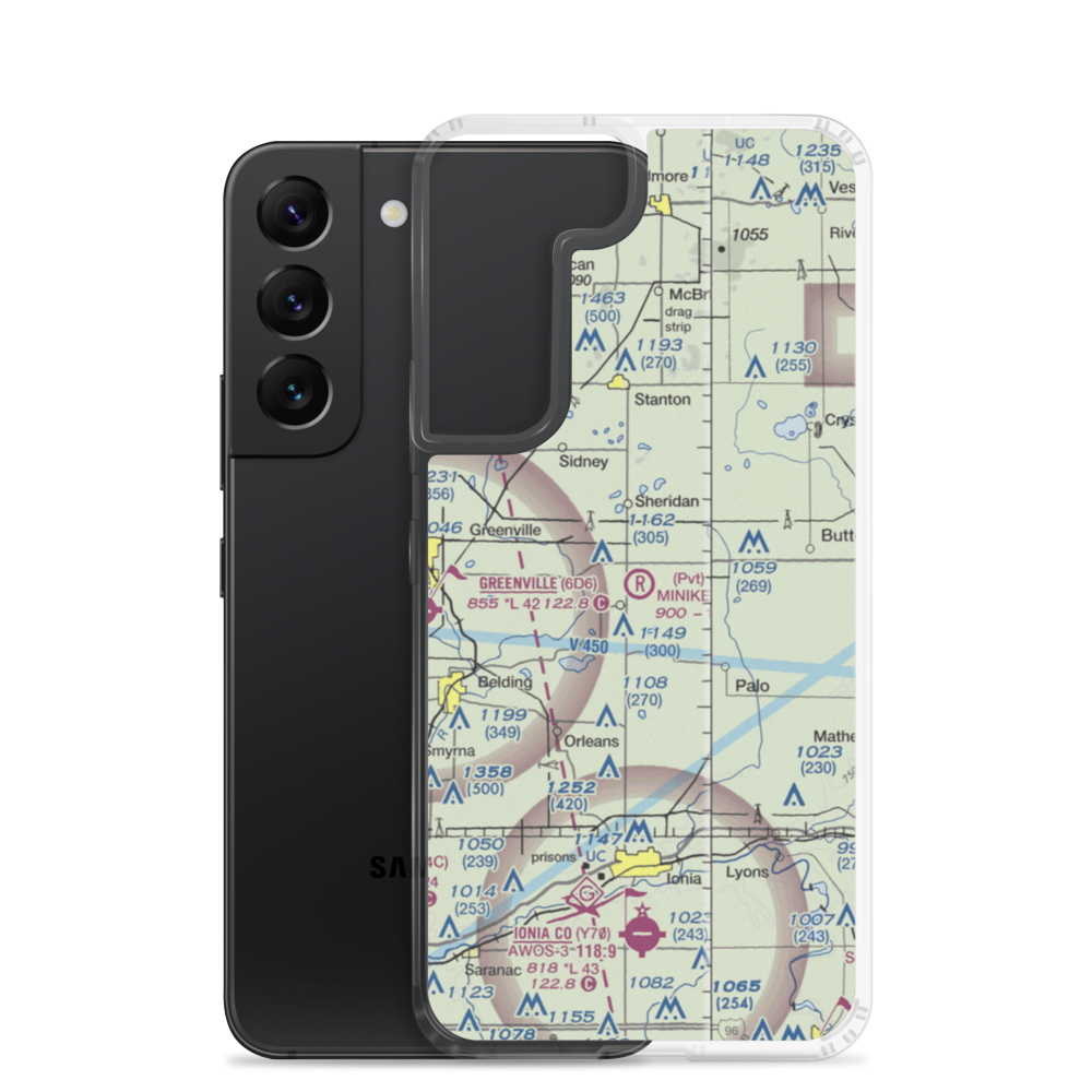 Minikey Airport (MI13) VFR Sectional Samsung Case Samsung Galaxy S22 model shown