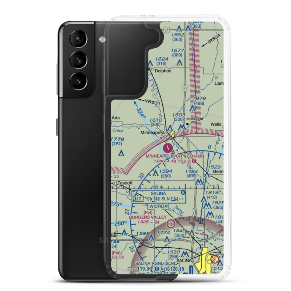 Minneapolis City County Airport (45K) VFR Sectional Samsung Case Samsung Galaxy S21 Plus model shown